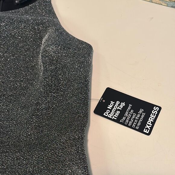 Express Sparkling Silver Dress - Picture 3 of 9